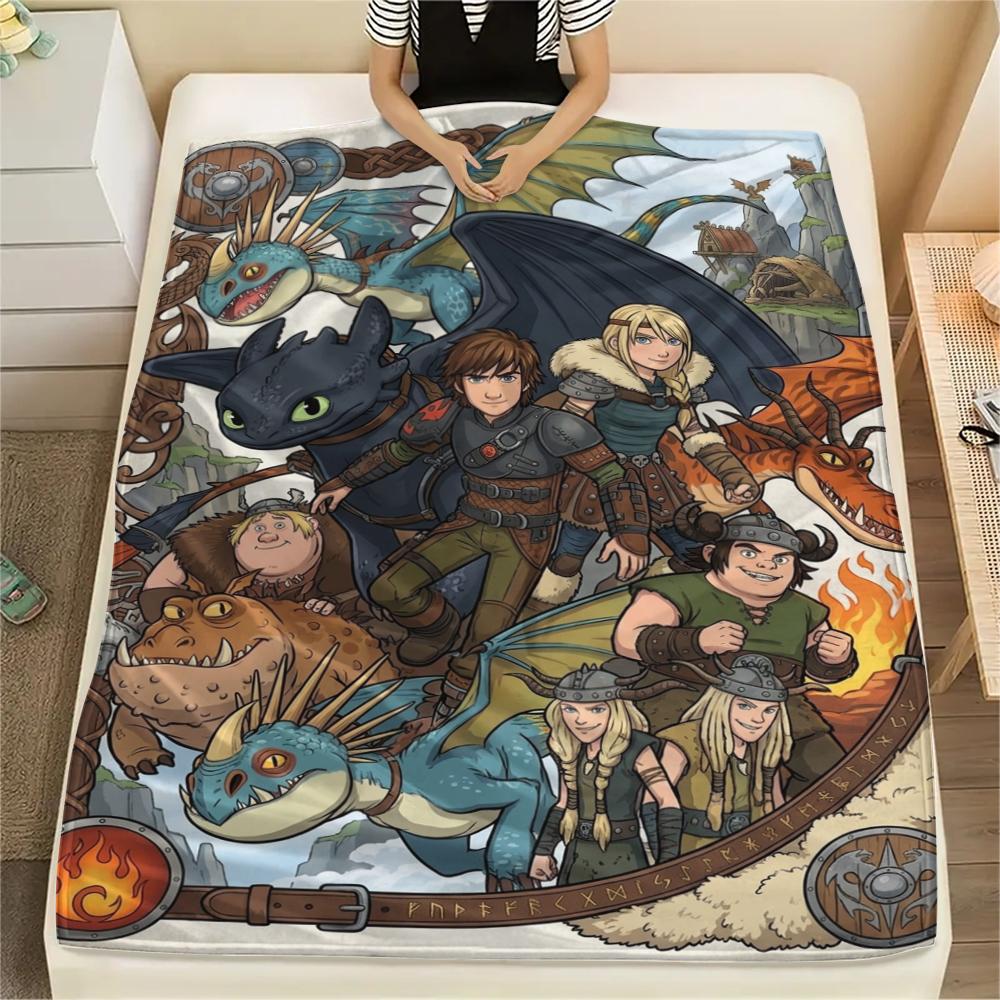 How to Train Your Dragon Warm Cozy Flannel Blanket Printed Design for Home Bed Sofa Couch Travel Picnic Comfortable Throw -xia58