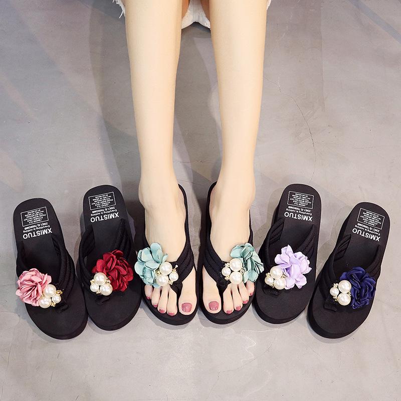Летние нескользящие детские шлепанцы, модная пляжная обувь для девочек, сандалии, женские тапочки с цветами