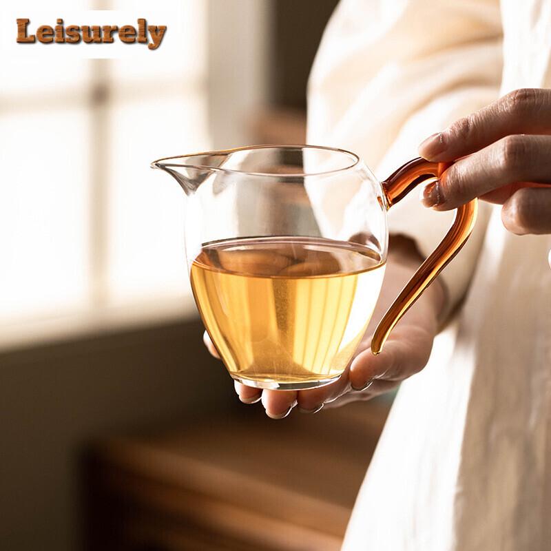 210ML Japanese Phoenix Tail Transparent Glass Tea Pitcher Heat Resistant Cha Hai Justice Cup Puer Chinese Tea Set Accessories