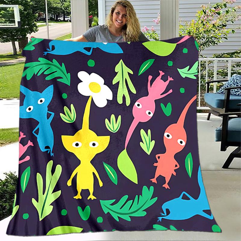 1pc Blanket Pikmin Print Design, Lightweight Blanket for Sofa, Bed- Soft &Warm, Gift for All Seasons like Christmas, Halloween