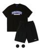 Dolphin Wave Apparel [Комплект] Черная футболка с коротким рукавом и многослойным логотипом-аркой Дельфин и Черные шорты с одним защипом и логотипом-аркой