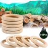 10Pcs Unfinished Solid Wooden Rings 40-100MM Natural Wood Rings for Macrame DIY Crafts Wood Hoops Ornaments Connectors Jewelry Making