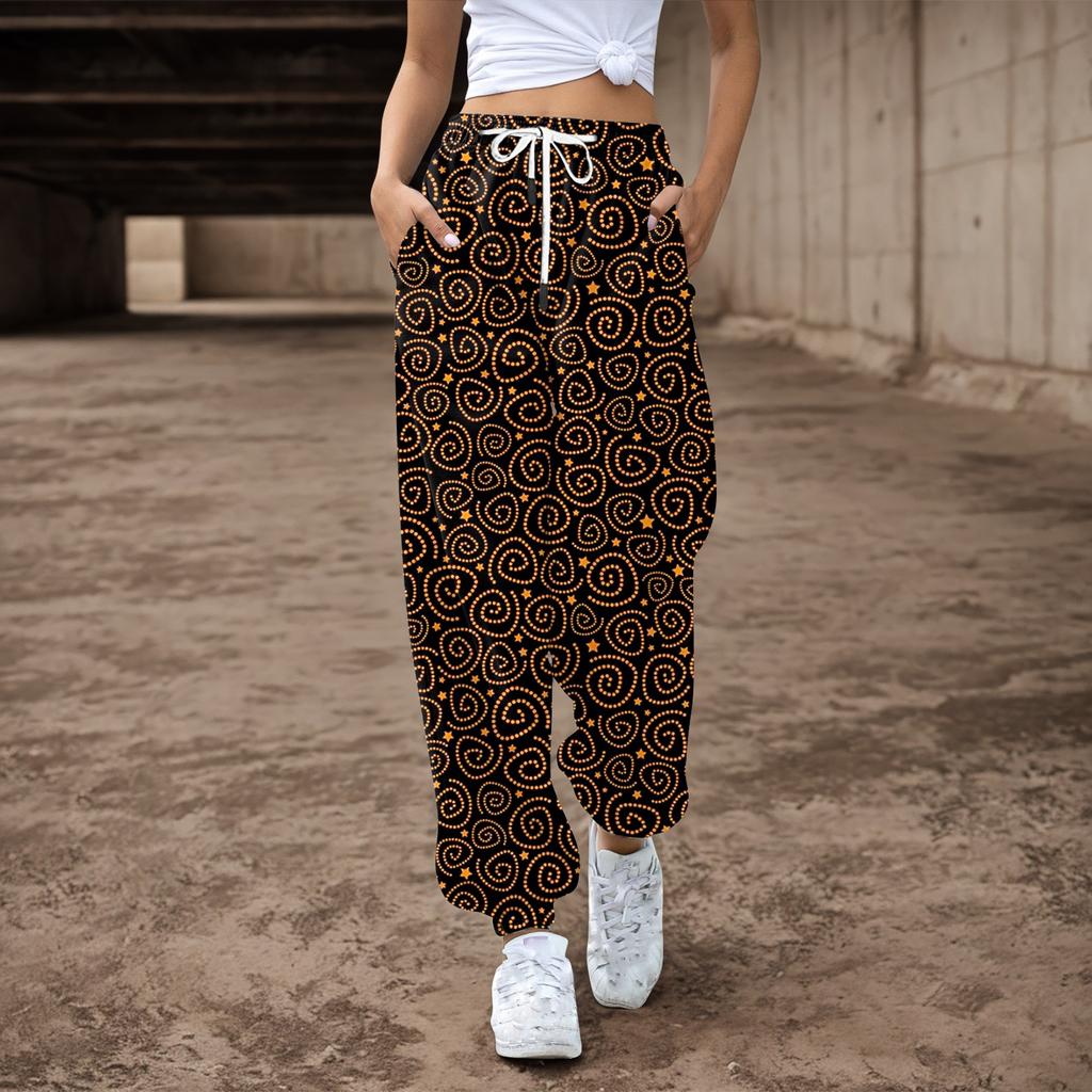 Женские спортивные штаны, мешковатые, с высокой талией, большие размеры, спортивные штаны с карманами, напечатанные брюки, брюки для женщин