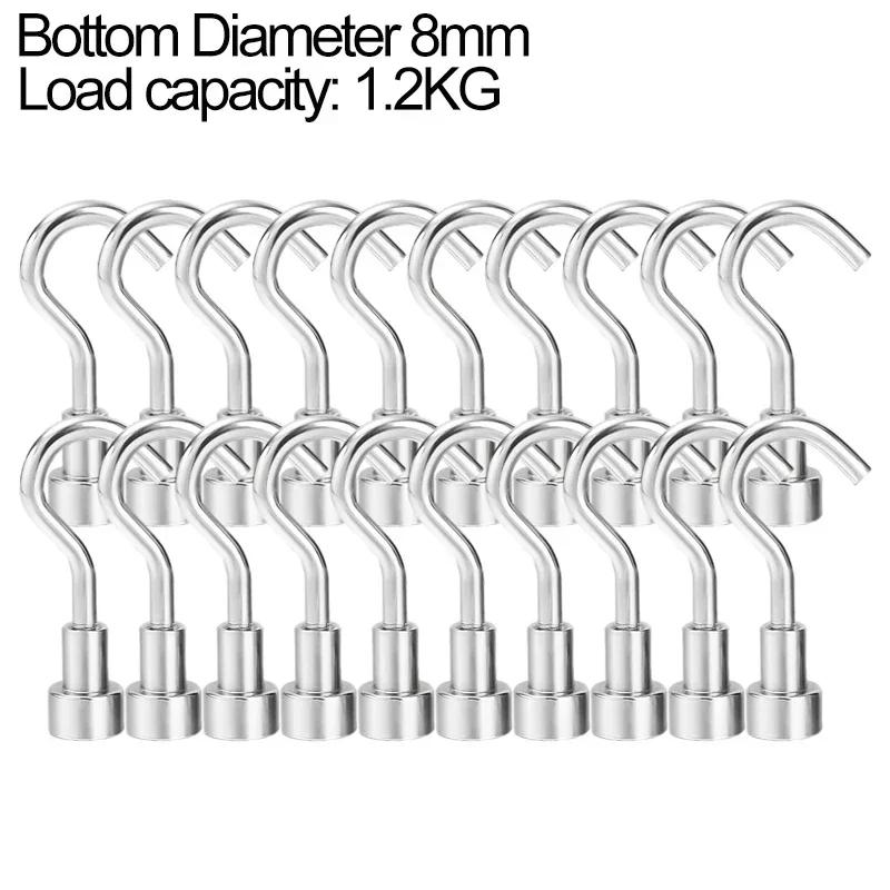 20/1 шт. Металлические прочные магнитные крючки, настенные, сверхпрочные, магнитные крючки, вешалка для ключей, пальто, дома, кухни, ванной, хранения