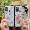 Kickstand Fashion Design Phone Case For ZTE Blade A53 Pro Cartoon Back Cover Shockproof Wrist Strap Anti-dust Wristband