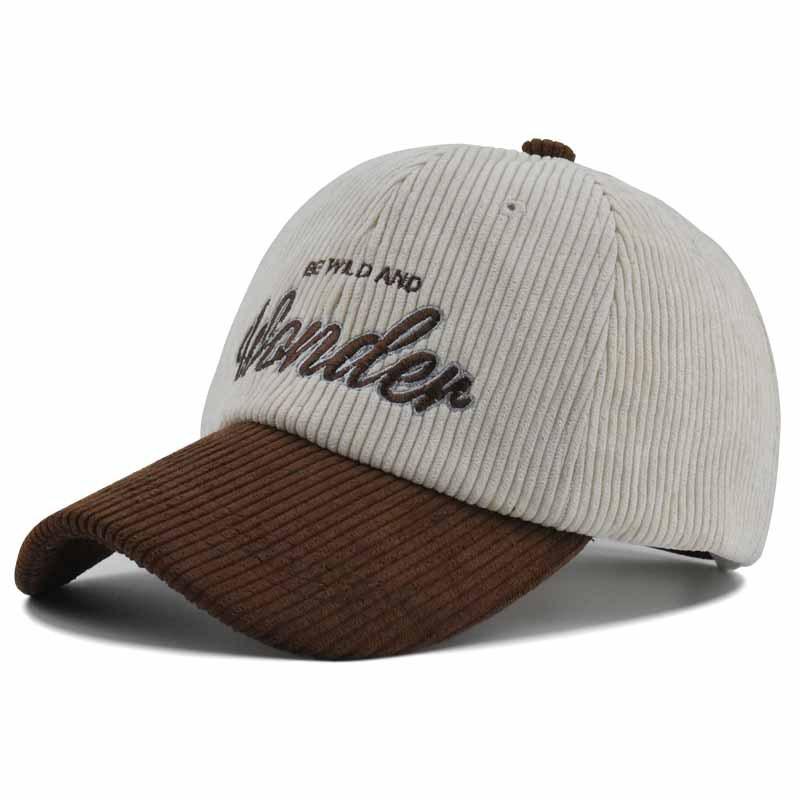And Women Two-Tone Corduroy Baseball Cap With Wonder Embroidery - Stylish Sun Protection, Outdoor Use Sports Essential, Perfect Gift Elegant For Men