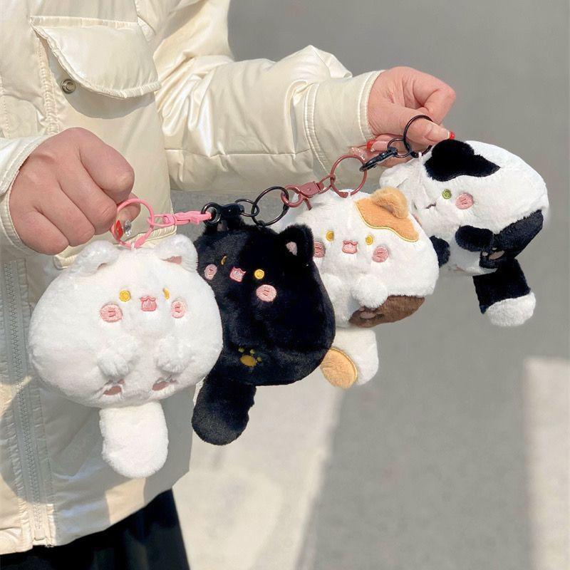 Милый плюшевый кулон, брелок с пищащим котом, кавайный кулон с толстым телом и кошкой, мягкая кукла, брелок для ключей, подвески на рюкзак для девочек, подарок