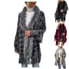 Women's Fashion Temperament Casual Wool Collar Cape Cardigan Sweater Knit Coat