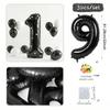 32 inch black digital balloon set 0-9 with colored felt ball decoration for decorating birthday parties and anniversaries