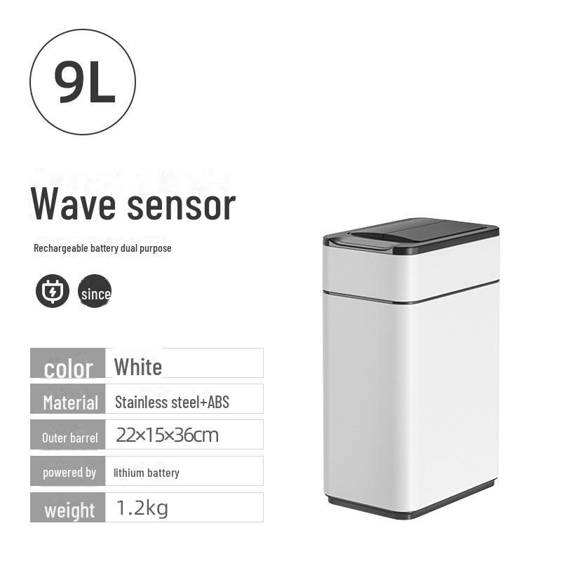 Jieanhui Smart Induction Trash Box с крышкой для ванной комнаты, кухни и гостиной - Автоматическая упаковка