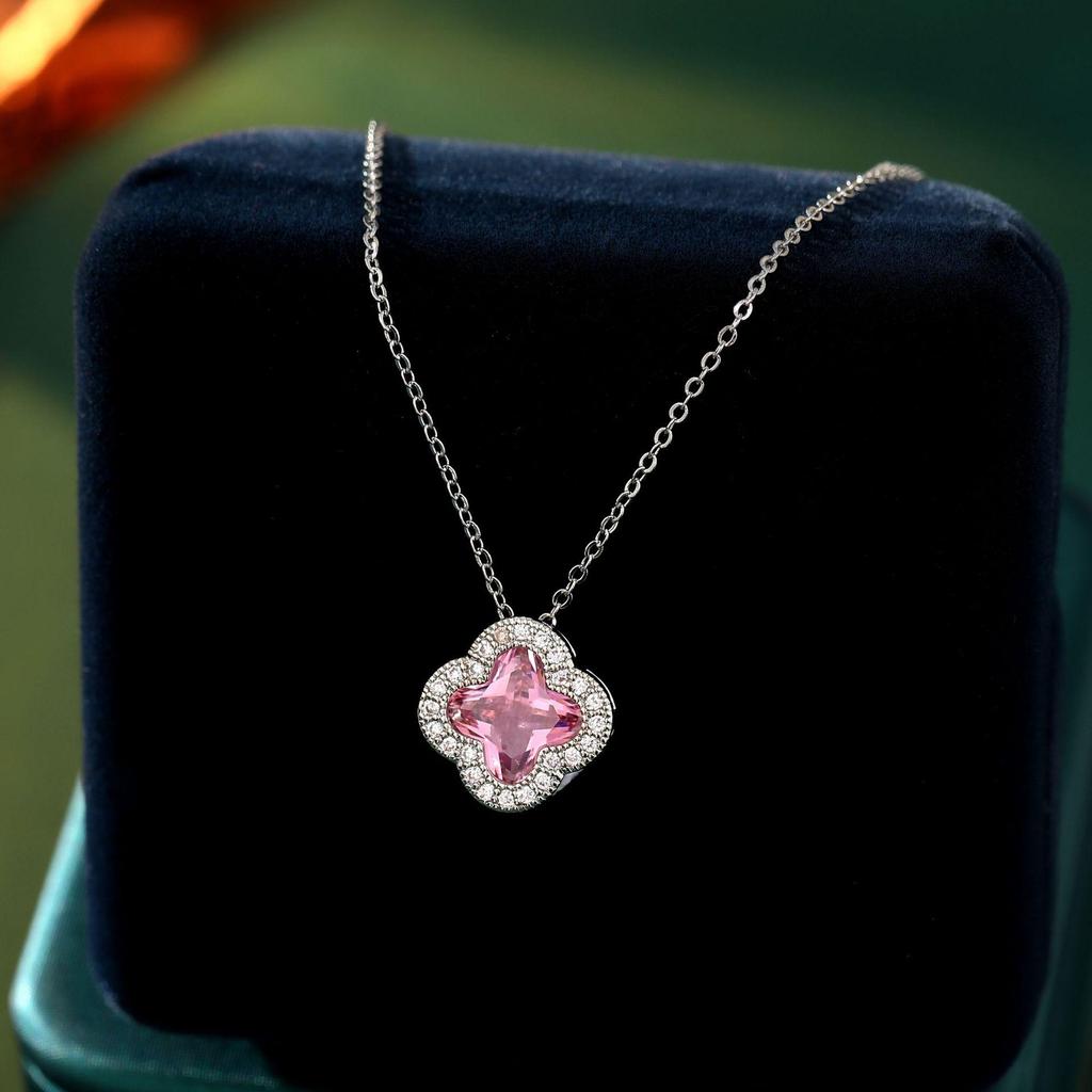 Модные серьги с четырьмя лепестками клевера, легкие роскошные темпераментные цветочные серьги, цепочка на ключицу с счастливой травой, женские серьги, комплект ювелирных изделий