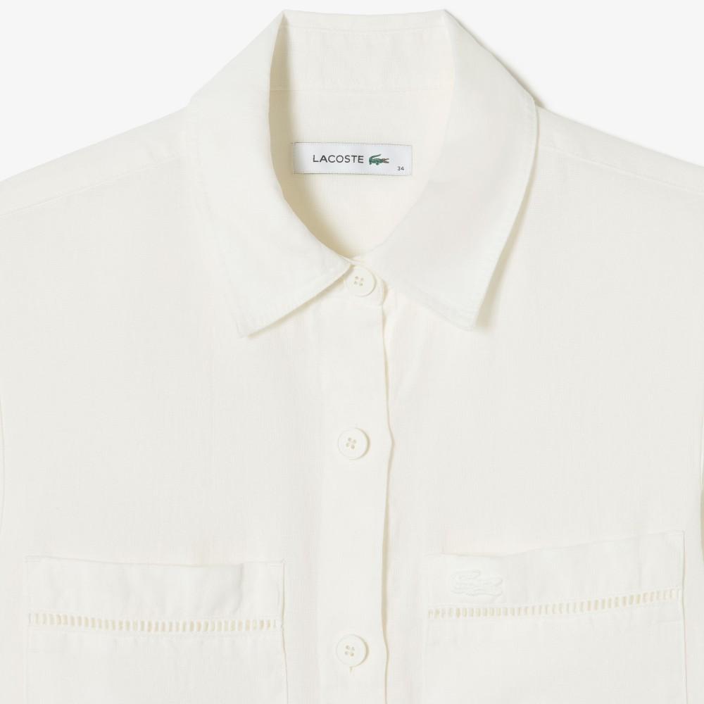 [Lacoste] Women's Linen Openwork Short Sleeve Shirt CF197E-56G70V
