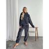 Womens Fuzzy Bunny Ear Hooded Winter Loungewear Set Warm 2 Piece Pajamas