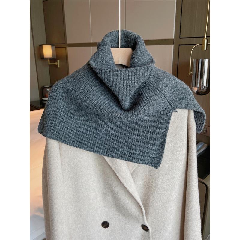 Шарф женский зимний новая мода верхний пуловер шарф женский однотонный защита шеи шерстяной вязаный свитер шаль