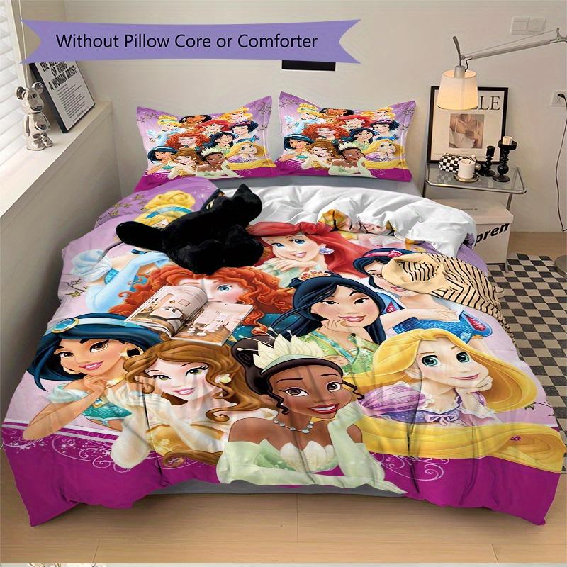 3pcs Disney Princesses Bedding Set - Includes 1 Quilt Cover and 2 Pillowcases, Comfortable Bedding with Stylish Design for Bedroom, Machine Washa