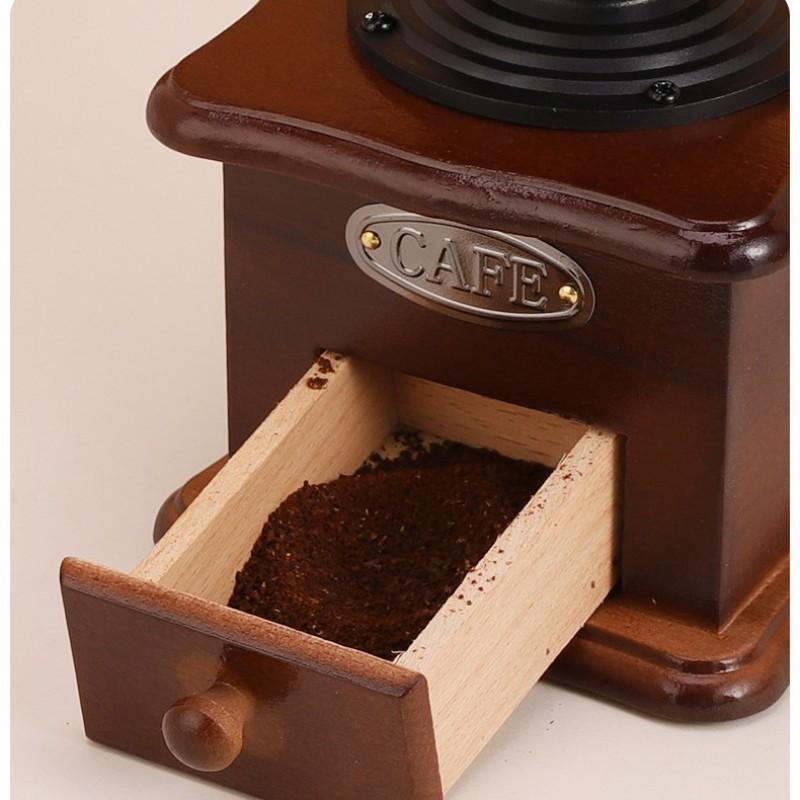 Manual Coffee Grinder Vintage Style Ceramic Burr Mill Home Barista Hand Crank Bean