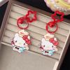 2Pcs Cute Pixel Style Sanrio Hello Kitty Bell Star Keychain Pendant Girly Phone Chain Ccd Camera Charm Accessories Keyring Gifts