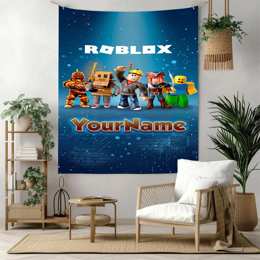 Roblox Индивидуальный Декор Стены с Вашим Именем Гобелен Арт Для Памяти Питомца День Рождения Свадебная Вечеринка Фон Семейный Подарок