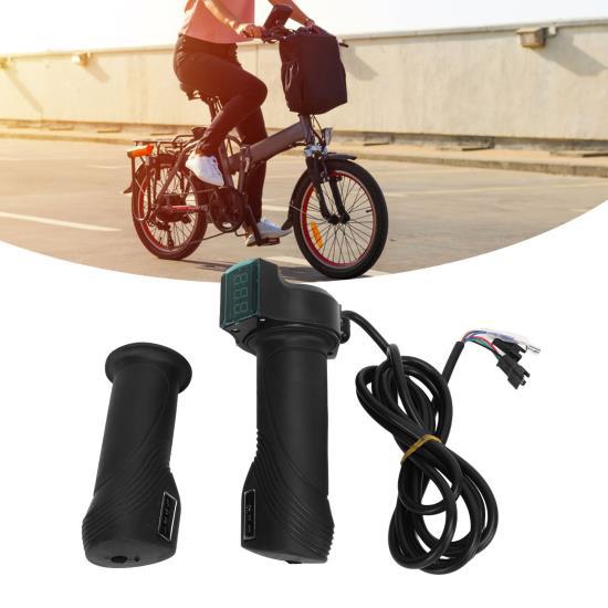 Одна пара руля дроссельной заслонки для электрического велосипеда с большой головкой, синий экран, 12 В - 99 В, ручка дроссельной заслонки для езды на велосипеде