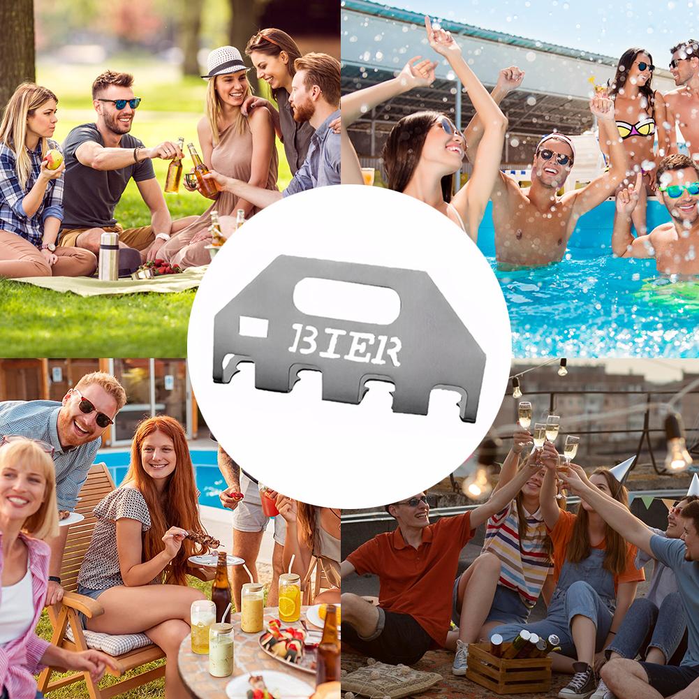 Stainless Steel Beer Bottle Opener & Holder Beer Bottle Caddy Holder Disposable Open Four Bottles Of Beer Parties Kitchen Tool