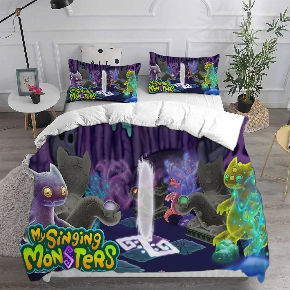 Аниме My Singing Monsters Видеоигра Мультфильм Постельное белье Комплект односпальных двуспальных кроватей Queen King Size Постельное белье для взрослых и детей Подарок