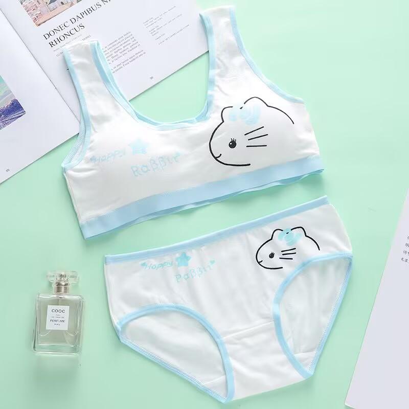 Puberty Students Bra Vest Brassiere Panties Teenagers Girls Lingerie Cotton Underwear Sets