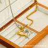 European and American style, exaggerated, lightweight luxury, hollowed-out design, large heart-shaped stainless steel necklace, gold-plated18K