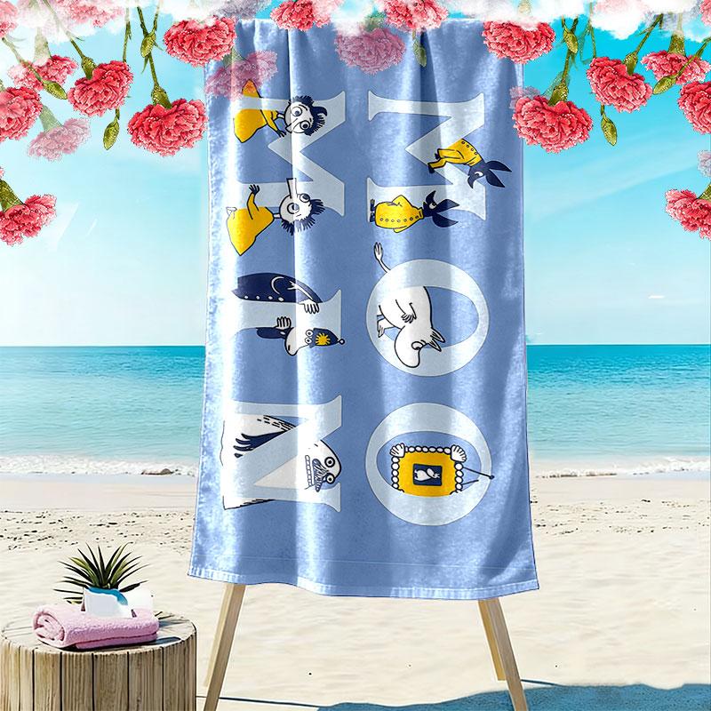 Moomin Art Print Beach Towel, Large Soft Quick Dry Towel for Beach Camping Swimming