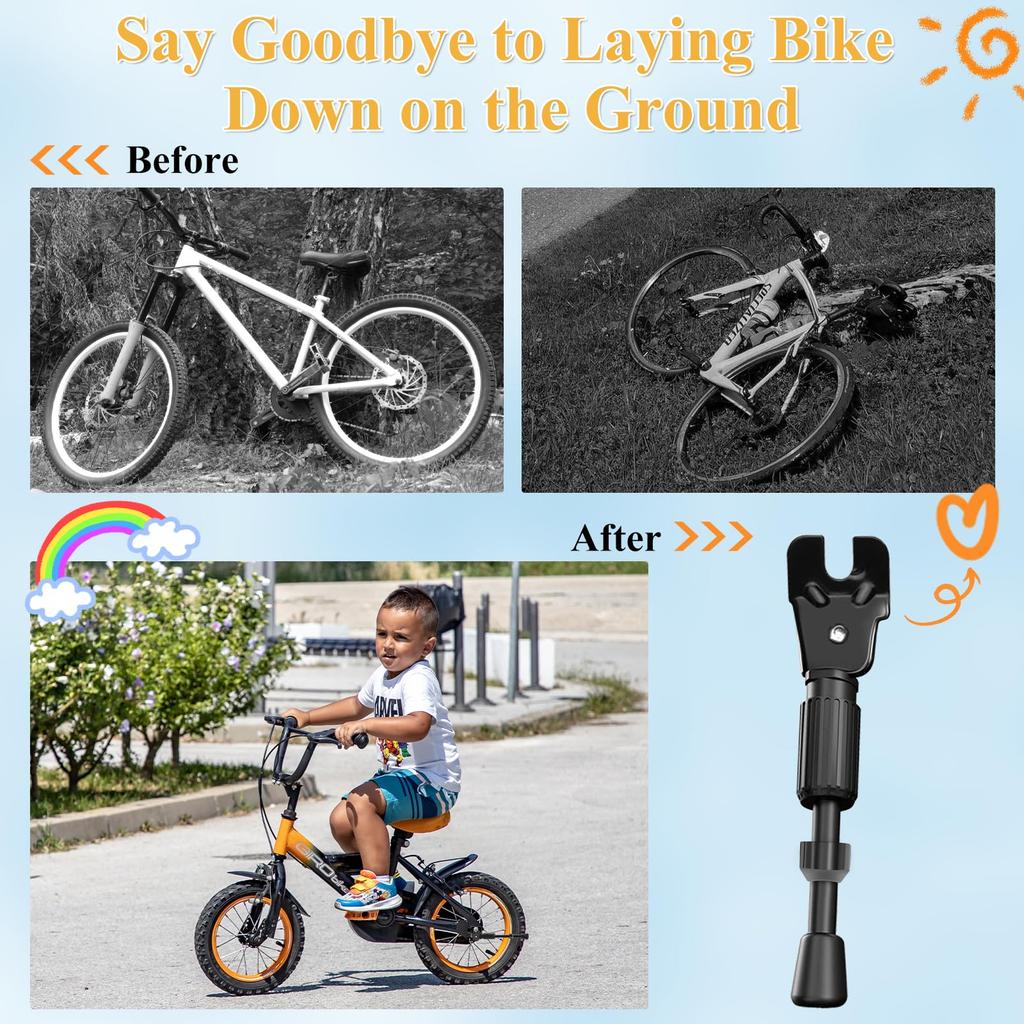 CYFIE Велосипедный боковой регулируемый дополнительный руль Easy Tools Stand, Kickstand, Stand, Длина, 12", 14", 16", 18", 20", 12-20", Детский велосипед,