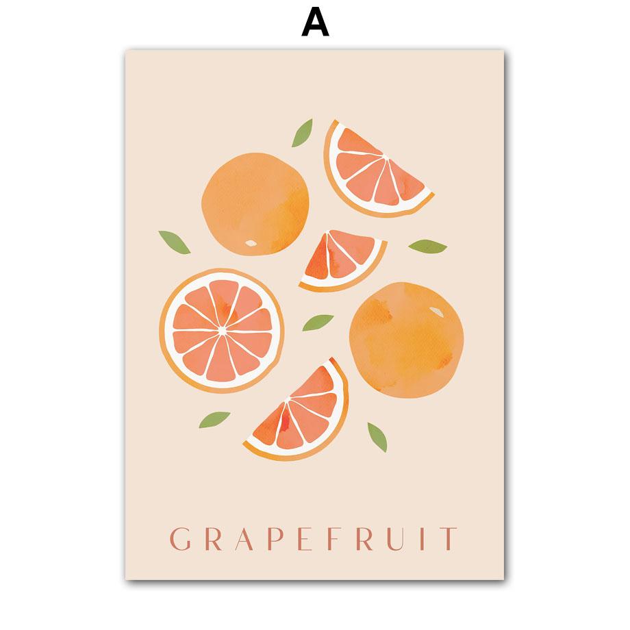 Грейпфрут Малина Вишня Банан Лимон Плакаты и принты Холст Картина Скандинавские настенные художественные картины для декора кухни