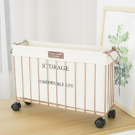 Nordic Style Iron Storage Basket with Wheels for Books, Snacks, Magazines, Yoga Mats & Sports Equipment