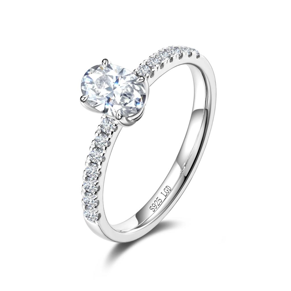 FANCIME Бриллиантовое кольцо Основной размер Стерлинговое серебро Овальная огранка Идеально для и Подарочная упаковка Женское "Одно обещание" Камень 0,5 карата (0,61 карат) / 0,61 карата (0,5 карата) /