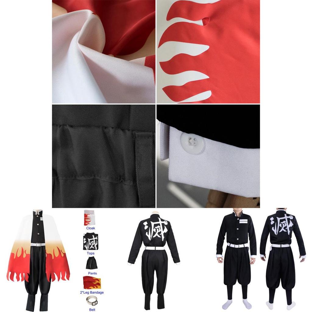 High-quality Demon Slayer Kimetsu No Yaiba Rengoku Kyoujurou Cosplay Costume Kimono Robe Suit Perfect For Halloween And Parties