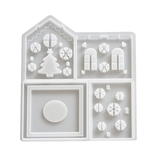 Форма для рождественского пряничного домика, лоток для печенья, шоколадных конфет, легкосъемная силиконовая форма для домика, праздничная форма для выпечки свечей