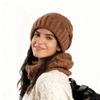 Зимний европейско-американский женский вязаный комплект шапка и шарф - Теплый, Защищающий от холода, с защитой ушей, Пуловер