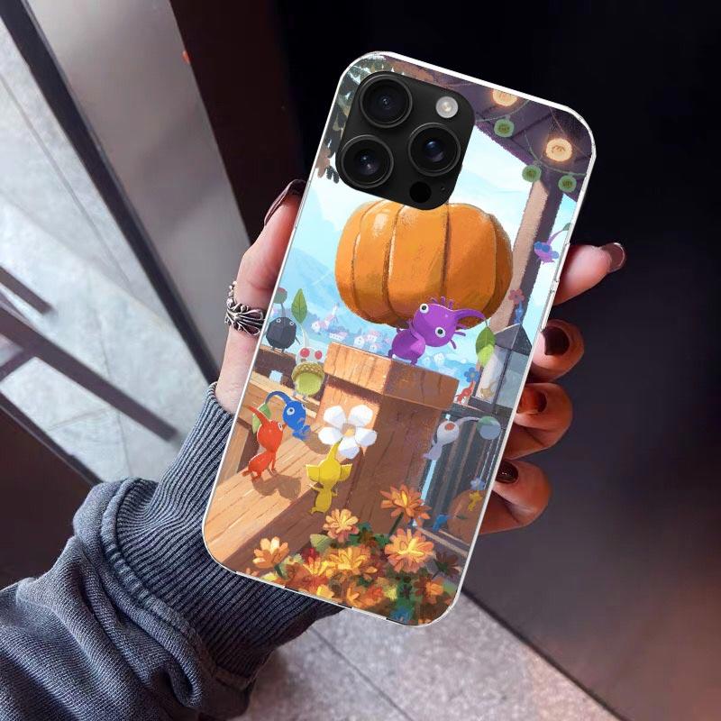 Чехол для телефона P-PikminS 4 для iPhone 17 Air 11 13 Mini 14 15 Plus 16 12 Pro Max 16E SE 7 8 С рисунком Мягкий ТПУ Задняя крышка 17 Air