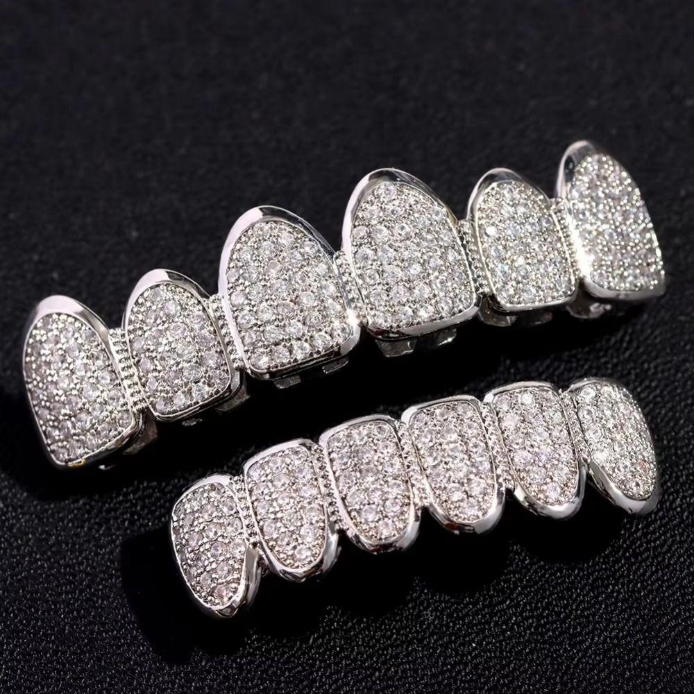 Hip Hop Teeth Grillz Set Removable Design Charm Teeth Grillz Dental Grills Tooth Caps Dental Crown