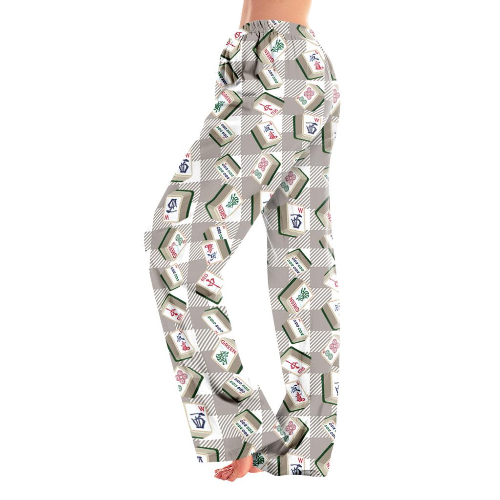 Adult Pajama Pants Sleepwear Casual Drawstring Elastic Waist Pants Comfortable Straight Yoga Loose Trousers