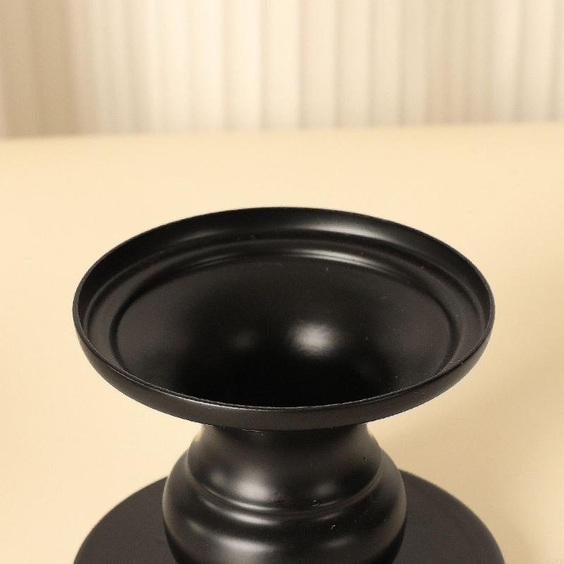 62KD 2Pieces Black Metal Candlestick Set for Taper and Pillar Holder Iron Stand Home Table Centerpieces Decors