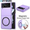 KEYSION Magnetic Wireless Charging Case for Samsung Galaxy Z Flip 4 3 5G PC Shockproof Phone Back Cover for Galaxy Z Flip 3 4 5G