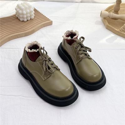 Маленькие кожаные туфли с круглым носком, британские туфли в стиле ретро с кожаной поверхностью, туфли Мэри Джейн в студенческом стиле, женские туфли на платформе, увеличивающие рост