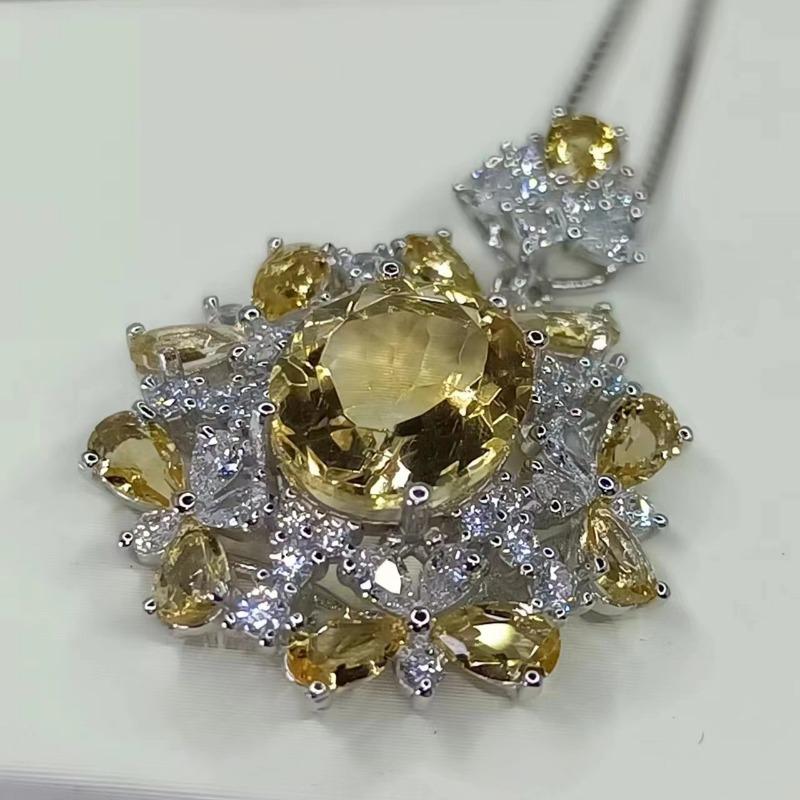 Sace Gems Подвеска для женщин, стерлинговое серебро 925 пробы, 10*12 мм, подвеска с натуральным цитрином, ожерелье, свадебная вечеринка, ювелирные изделия, подарки