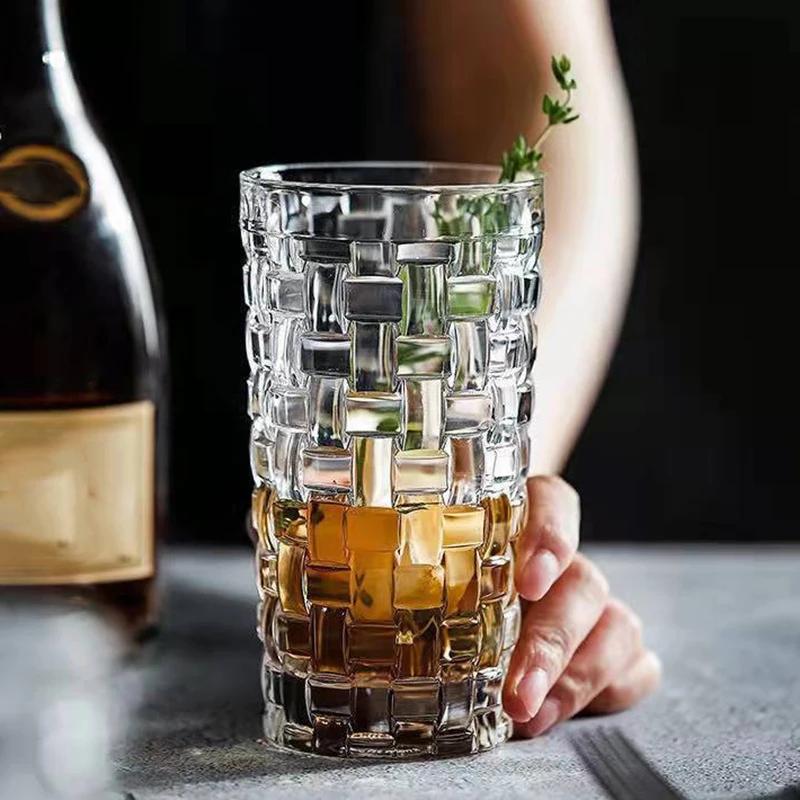 330 мл/410 мл Бокал для вина Плетеные узоры Бокал Колин Бокалы для коктейлей Роксы Стаканы Прозрачные кофейные чашки Бытовая чашка для напитков