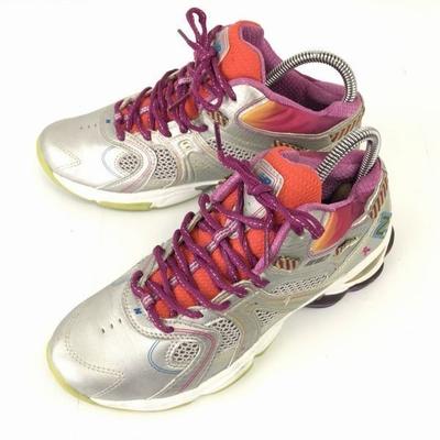 WF887 Обувь для тренировок RA [Женская 25.0/Серебристый×Фиолетовый×Оранжевый] Не оставляющая следов подошва для зала(ИСПОЛЬЗОВАЛ)