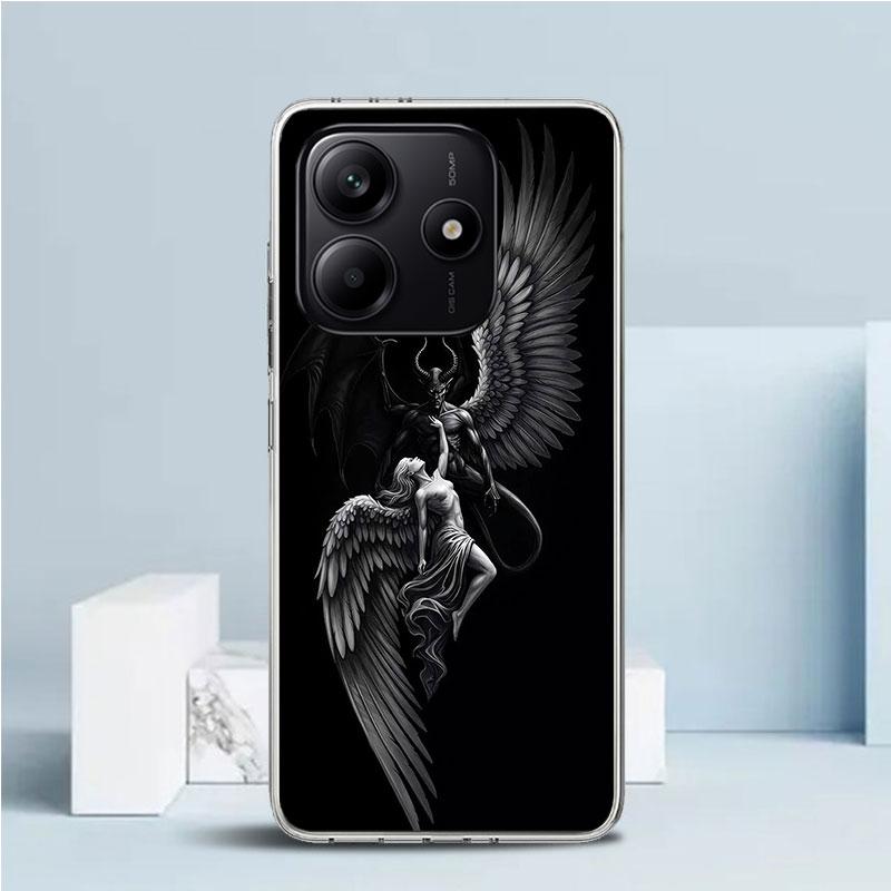 Мягкий чехол Ангельские Крылья Дьявол Плохой для телефона Xiaomi Redmi Note 15 14 13 12 Pro Plus Чехол для телефона 14S 11S 11T 11E 10S 10 4G Узорчатый корпус R