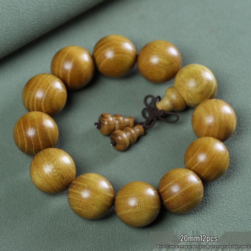 Golden Sandalwood Buddhist Beads Bracelet: Men's & Women's 108 Beads Rosary for Cultural and Spiritual Play.