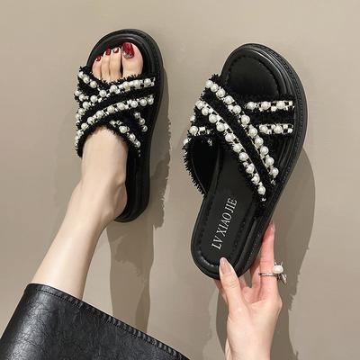 Мягкие женские тапочки, летние высокого качества, толстые женские тапочки на платформе, износостойкие однотонные женские тапочки