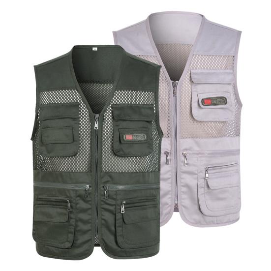 Outdoor Vest Zippers All Match Plus Size Stylish Pure Color Straight for Hunting