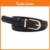 Spring Pu Womens Leather Skinny Belt Metal Pin Buckle Outdoor Leisure Waist Belt