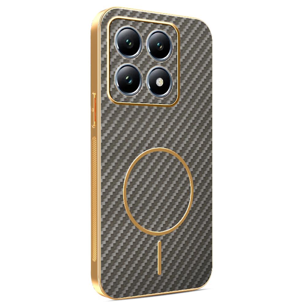 For Xiaomi 14T Pro Phone Case Carbon Fiber Textured Electroplated TPU Back Cover